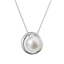 Zlatý 14 karátový náhrdelník bílé zlato s říční perlou 