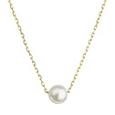 Zlatý 14 karátový náhrdelník žluté zlato s bílou říční perlou
