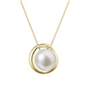 Zlatý 14 karátový náhrdelník žluté zlato s říční perlou