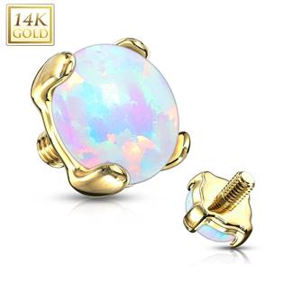 Zlatý piercing - dermál opál, Au 585/1000