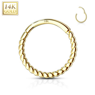 Zlatý piercing - segment kruh, 1,2 x 8 mm, Au 585/1000