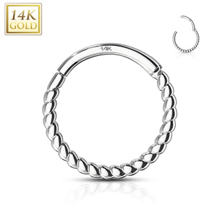 Zlatý piercing - segment kruh, 1,2 x 9 mm, Au 585/1000