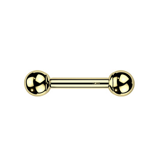 Zlatý piercing cartilage - činka 1,2 x 6 mm, kuličky 3 mm, Au 585/1000