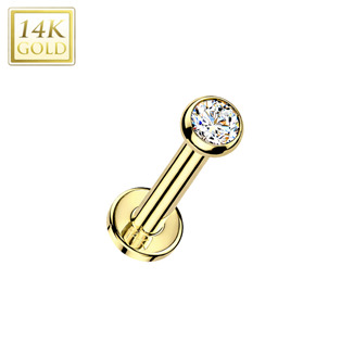 Zlatý piercing do brady - labreta 1,0 x 8 mm, Au 585/1000