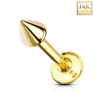 Zlatý piercing do brady - labreta, 1,2 x 10 mm