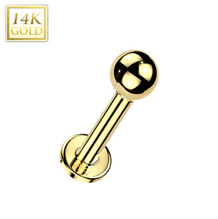 Zlatý piercing do brady - labreta 1,2 x 7 mm, Au 585/1000