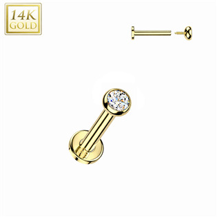 Zlatý piercing do brady - labreta 1,2 x 8 mm, Au 585/1000