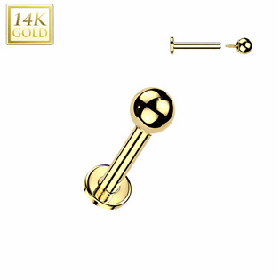 Zlatý piercing do brady - labreta 1,2 x 8 mm, Au 585/1000