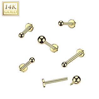 Zlatý piercing do brady - labreta, Au 585/1000