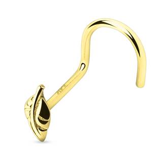 Zlatý piercing do nosu  - lístek, Au 585/1000