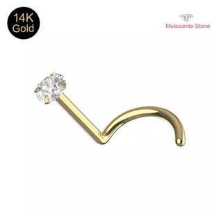Zlatý piercing do nosu, MOISSANIT, Au 585/1000