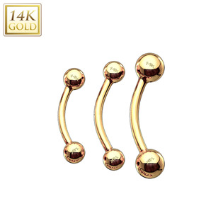 Zlatý piercing do obočí - kuličky, Au 585/1000