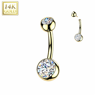 Zlatý piercing do pupíku banánek, Au 585/1000