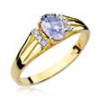 14kt zlatý prsten s tanzanitem a diamantový prsten s diamantem - briliantem