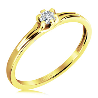 Zlatý zásnubní prsten s diamantem AU 585, vel. 52