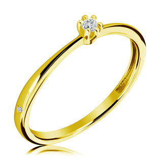 Zlatý zásnubní prsten s diamantem AU 585, vel. 52