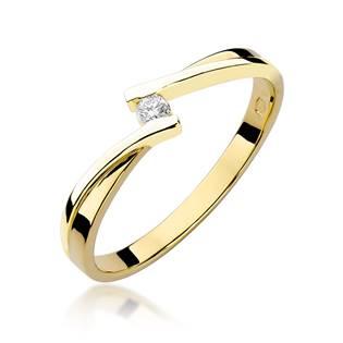 Zlatý zásnubní prsten s diamantem, vel. 52