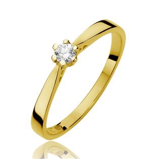 Zlatý zásnubní prsten s diamantem, vel. 52